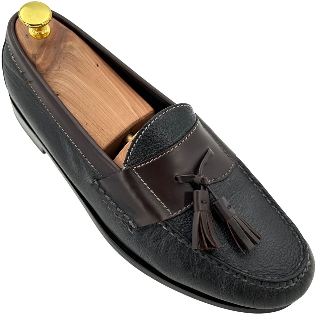 Cole Haan Men's 10d Black Brown Pebble Leather Pinch Tassel Loafers Dress Shoes